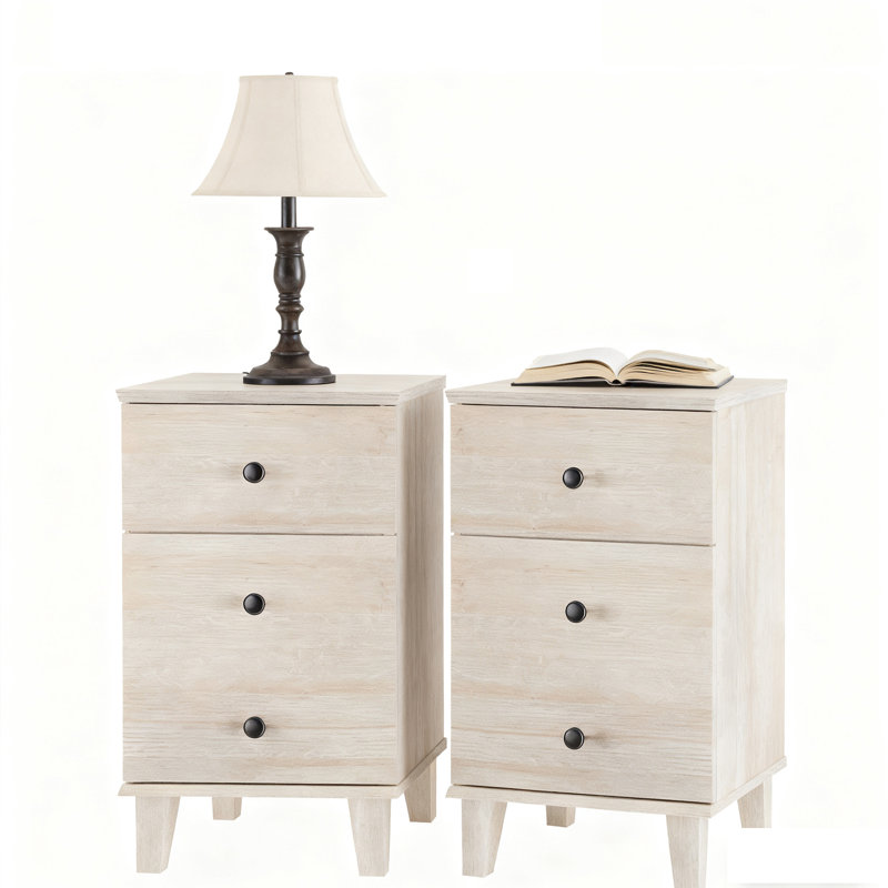 Nightstands Set Of 2, Fluted Night Stand With Charging Station, End Table With 2 Drawers & Doors, Bedside Table Wood Side Table For Bedroom, Beige