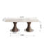Table de salle à manger rectangulaire de style moderne du milieu du siècle, grande taille (94 po), en pierre frittée brillante, avec double pied central et chaises rembourrées (6/8/10/12 personnes).-558878404-558878393-558878392