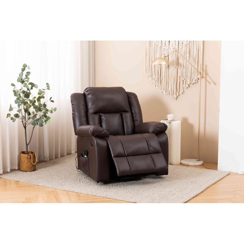 Fauteuil inclinable électrique en cuir Jesseca, Similicuir brun foncé
