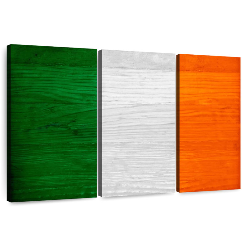 Bois de Borges, drapeau de l'Irlande, H 48 po x l 74 po