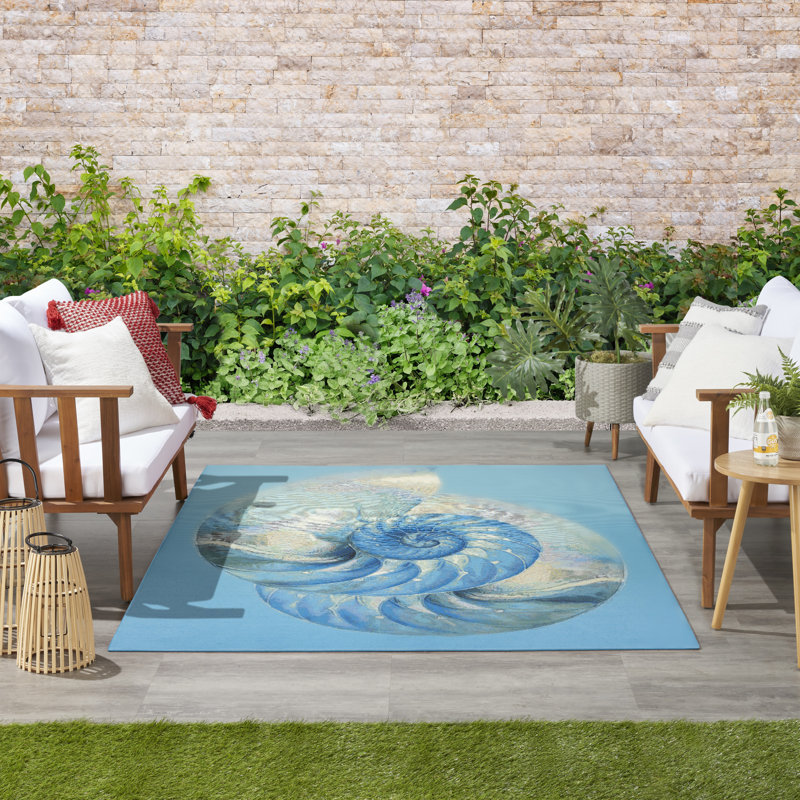 Woodroe 5'3" x 7'3" Blue Ivory Coastal, Nautical & Beach Rug, Rectangle 5'3" x 7'3"
