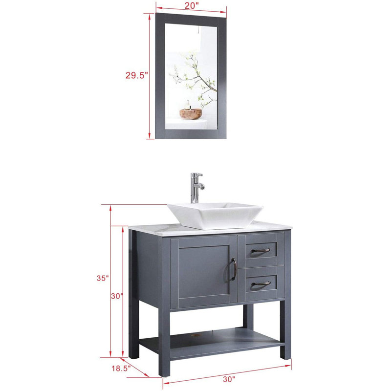 30'' Single Bathroom Vanity with Engineered Marble Top