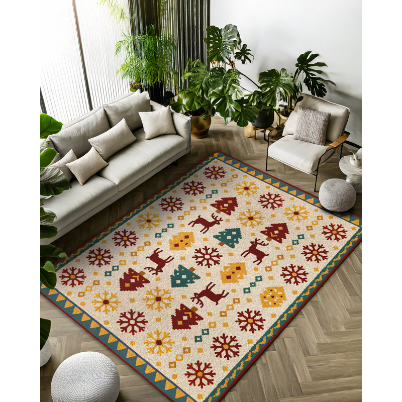 Trayas Collection Digital Print Cotton-Polyester Animal Print Colorful Rug, Rectangle 4' x 6'7"