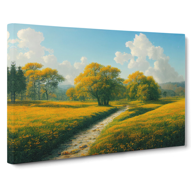 Traditional Spring Meadow Landscape - Wrapped Canvas, 35cm H x 50cm W x 3cm D