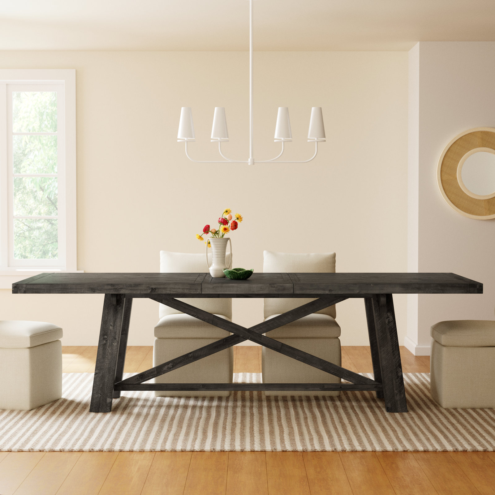 Bianca 83" Extendable Acacia Dining Table, Salvaged Gray