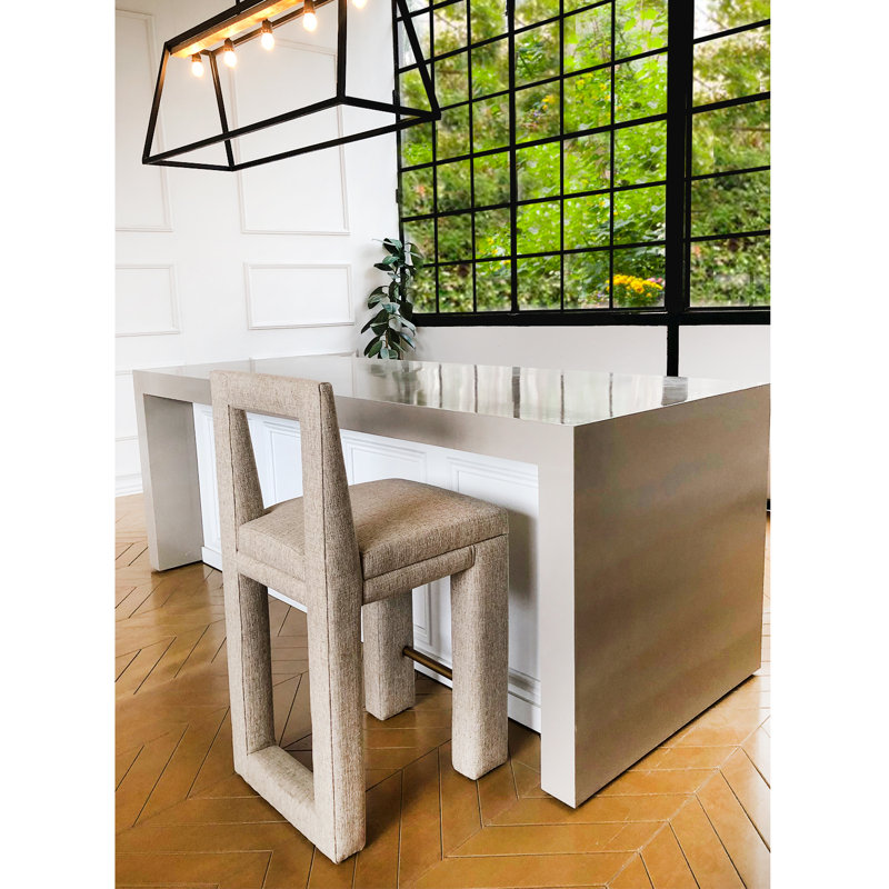 Kimoree Upholstered Counter Stool with Solid Wood Frame