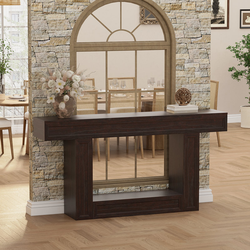 63"W Console Tables,Wood Entryway Tables,Narrow Sofa Tables for Living Room,Foyer, Cherry