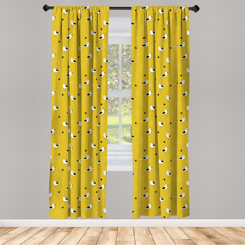 Bird Semi-Sheer Rod Pocket Curtain Panels, 28" x 84"