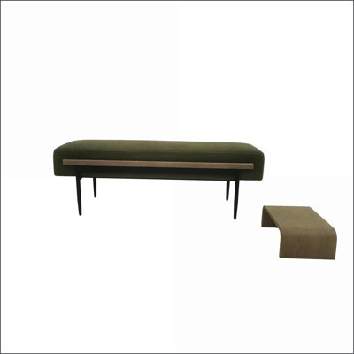Repose-pieds cocktail vert avec plateau coulissant l 52,5 po | Pieds en métal