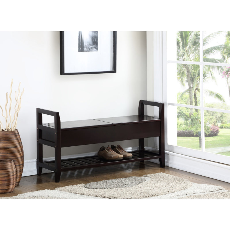 Banc rembourré beige avec porte-chaussures supplémentaire