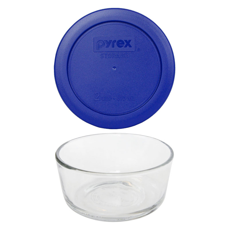 Bol en verre Pyrex 7200 et couvercle assorti 7200-PC, Bleu cadet