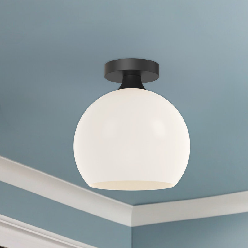 Plafonnier encastré 1 lumière 9,875 po Castilla, Noir mat, Opale matte