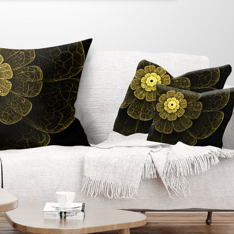 Abstract Metallic Fabric Flower Lumbar Pillow