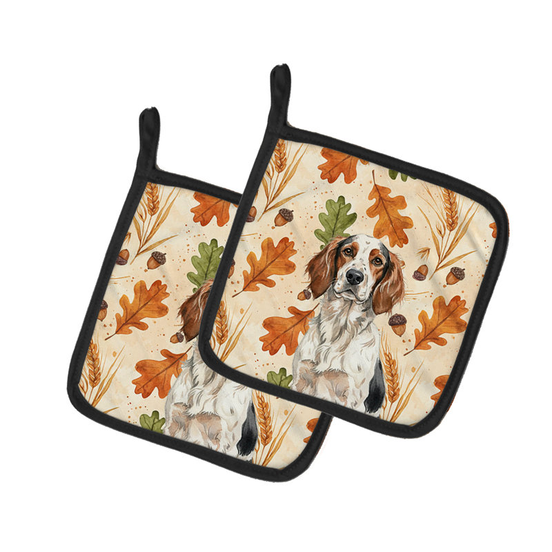 Paire de porte-casseroles tricolores English Setter Heirloom Fall