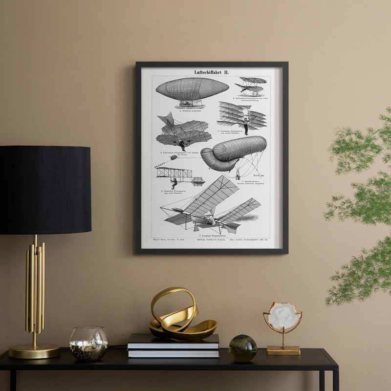 «Industrial Flight», reproduction encadrée - bois massif, H 15 po x l 12 po, Noir, noir, noir, noir