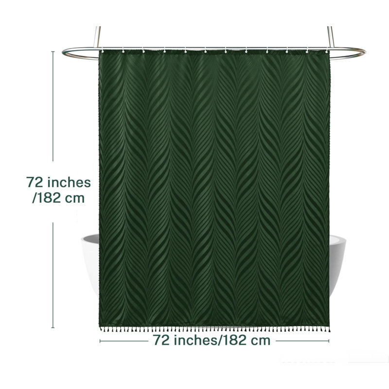 Rideau de douche Boho, rideau de douche en tissu tissé 72 x 72, Vert foncé