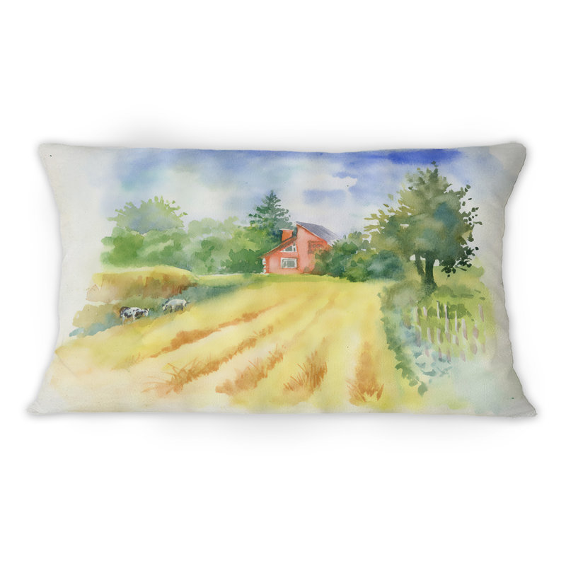 Coussin Field and Cows With House