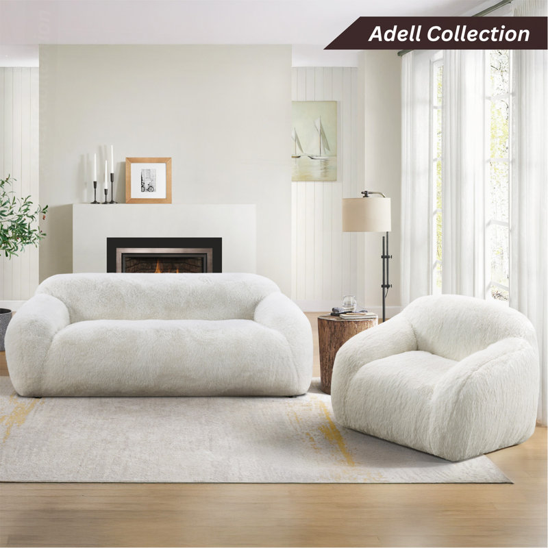Fauteuil moelleux pivotant en fausse fourrure, White Faux fur