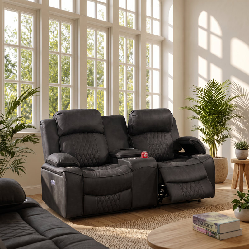 Ensemble de salon inclinable électrique Kanepe en similicuir, 185 cm (L) x 97 cm (P) x 104 cm (H).