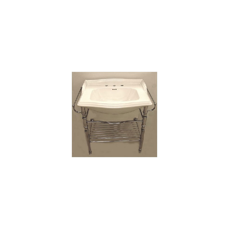 Empire Metal Ceramic 37" Console Bathroom Sink with Overflow, Two Towel Bars, Satin Nickel, 31"