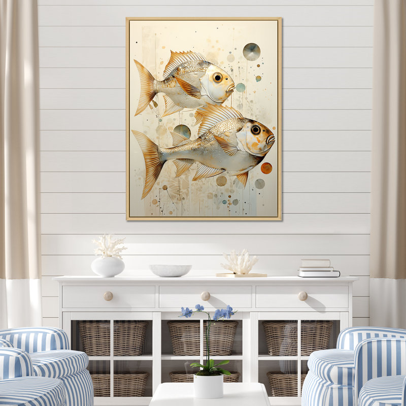 " Fish Harmony ", Natural Floater Framed, 44" H x 34" W x 1.5" D
