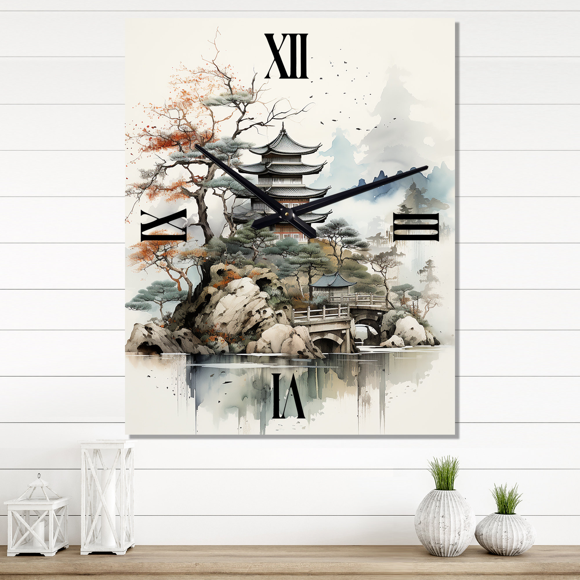 DesignArt Asian Art Fantasy Sumi II - Asian Wall Clocks | Wayfair