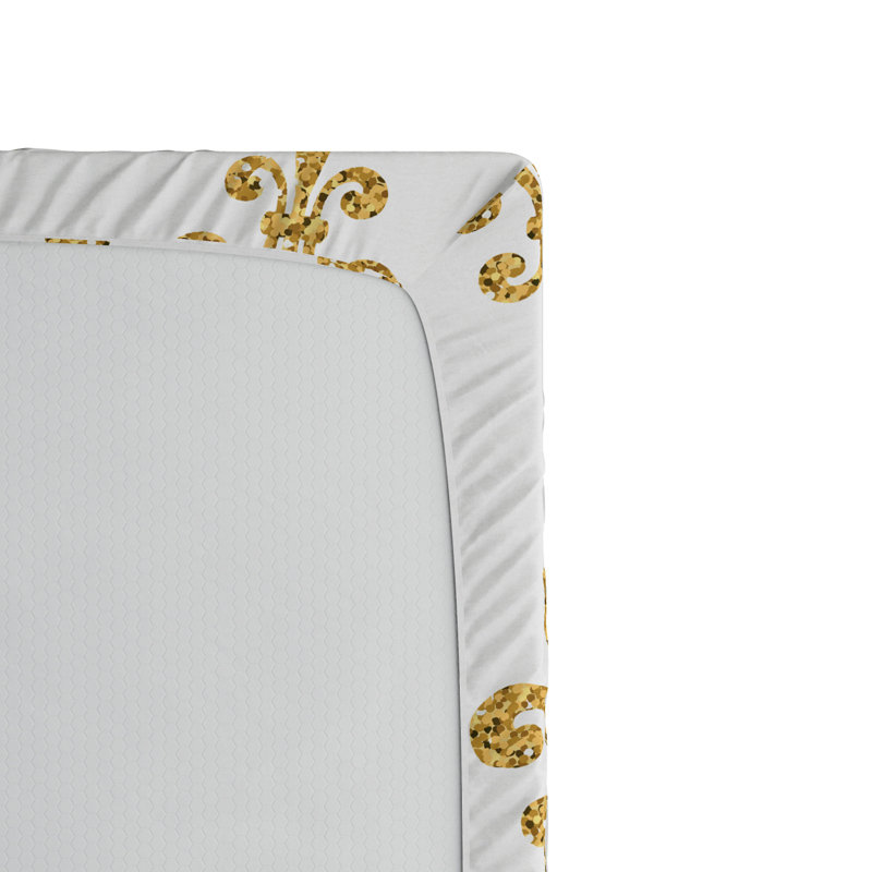 Drap-housse géométrique fleur de lis, Drap-housse simple TG