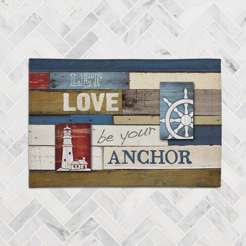 Tapis en chenille Nautical Anchor Inspiration, Rectangulaire 2 pi x 3 pi
