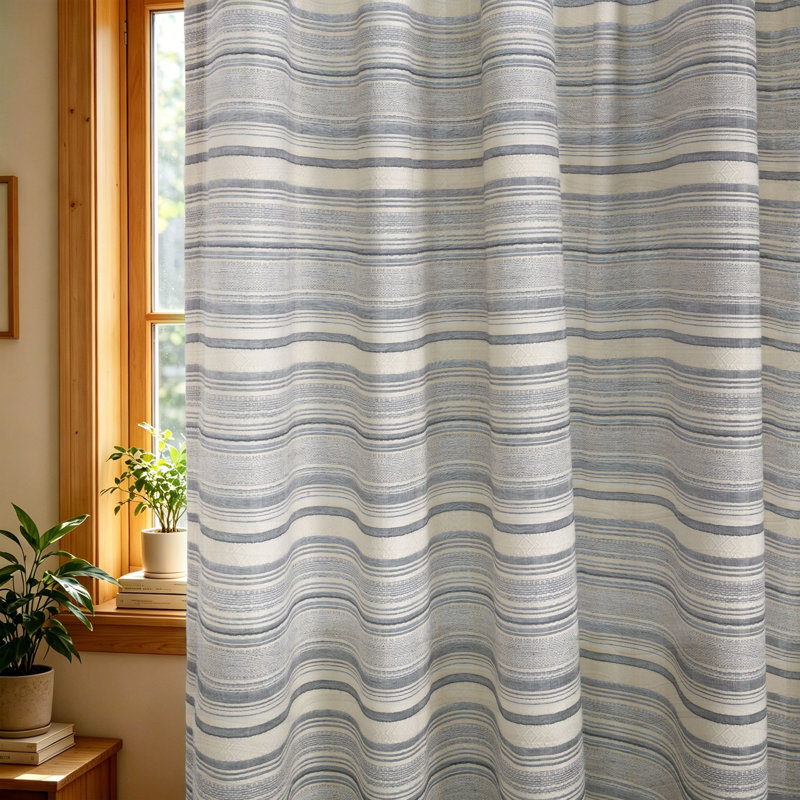 Panneau de rideau semi-diaphane Boho, Navy, 50" W x 96" L