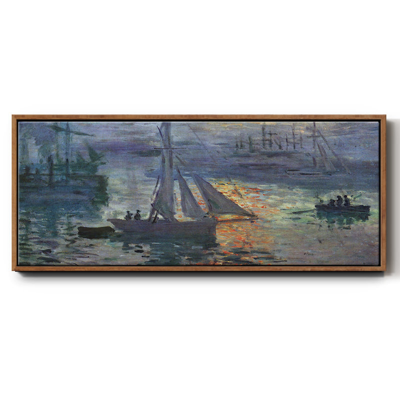 «Sunrise At Sea», reproduction d'art encadrée sur toile par Claude Monet, H 8 po x l 20 po x P 1,5 po