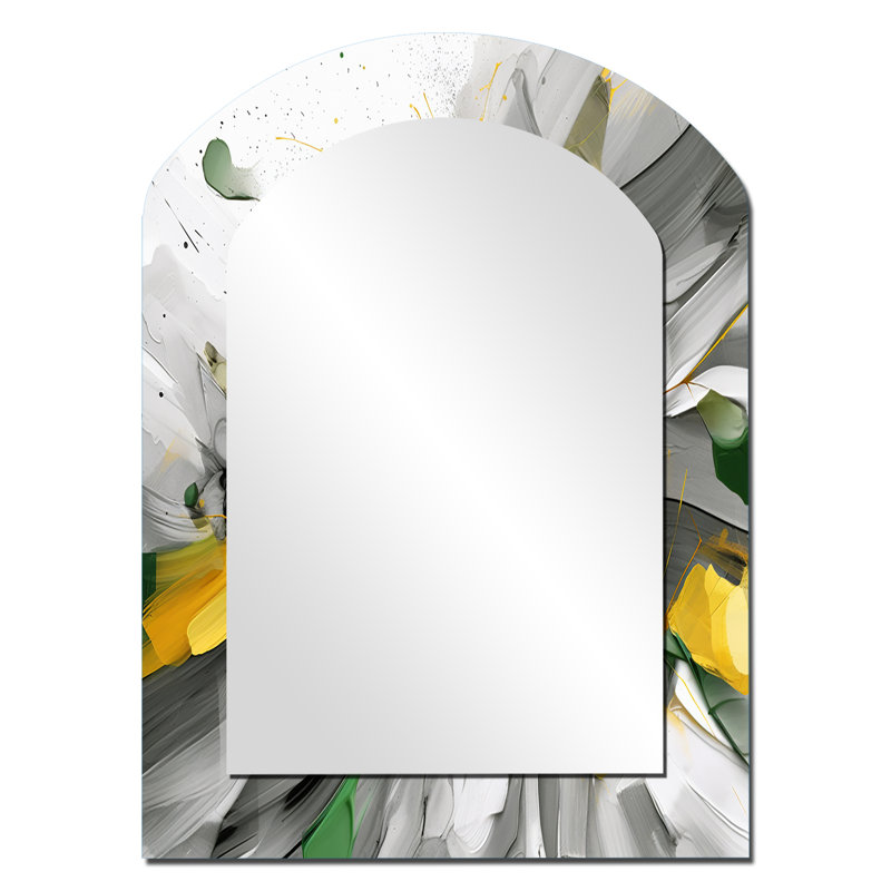 Dynamic Waveforms - miroir en arc scandinave, miroir mural asymétrique vert unique, impression d'art en métal, 34 po x 25 po
