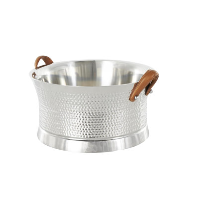 Cole And Grey Stainless Steel Metal Hammered Ice Bucket With Handles