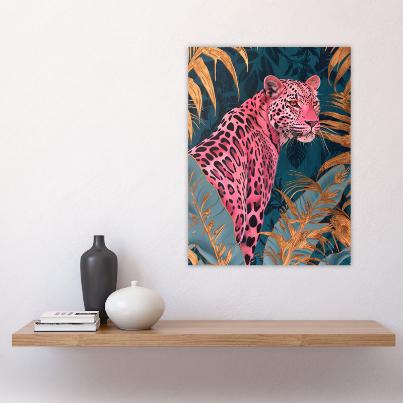 Elegant Pink Leopard Tropical Jungle Wall Art Print