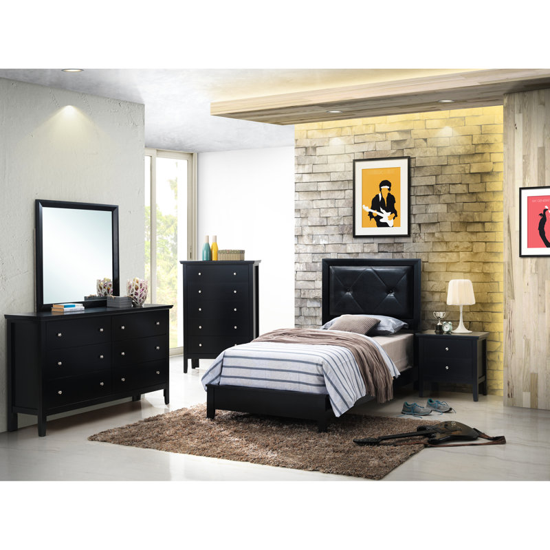 Lit simple transitionnel noir - H 52 po x l 43 po x P 80 po, construction solide pour la performance et l'allure, rehausse le design intérieur moderne, assemblage simple, durabilité chic, décoration