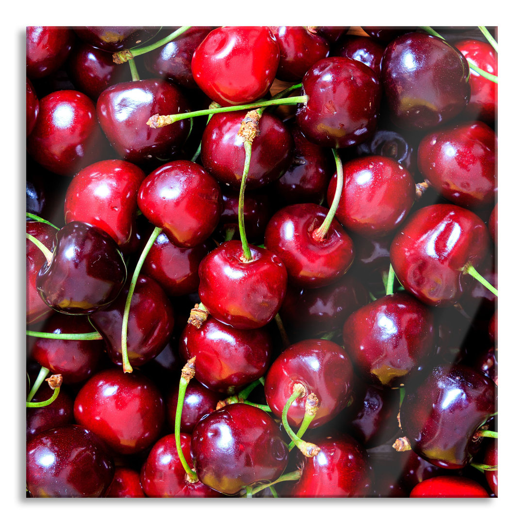 Ungerahmtes Foto auf Glas "Delicious Crisp Cherries"