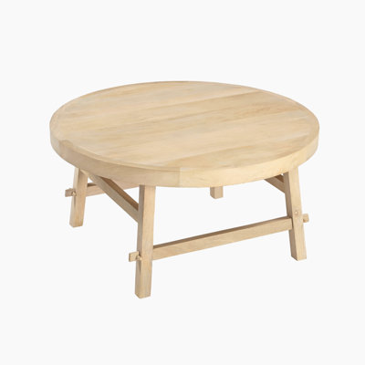 Rockley Circular Mango Wooden Coffee Table - Simple Rustic Farmhouse Style