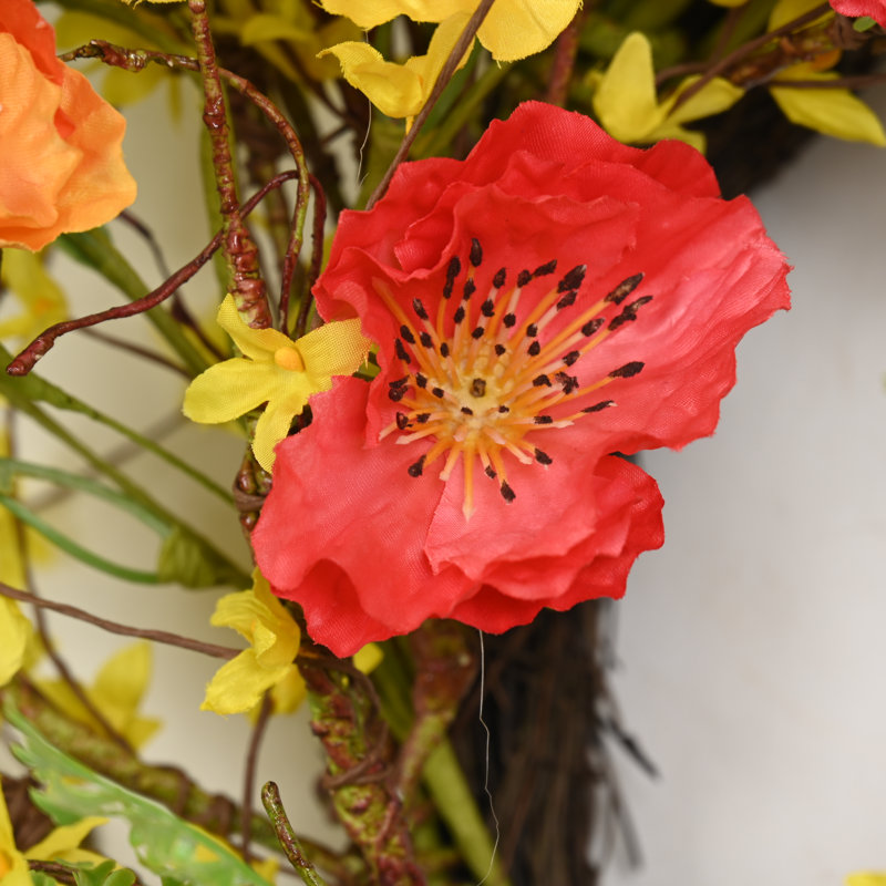 Couronne florale 24 po Artisanal Printemps Été Brindille