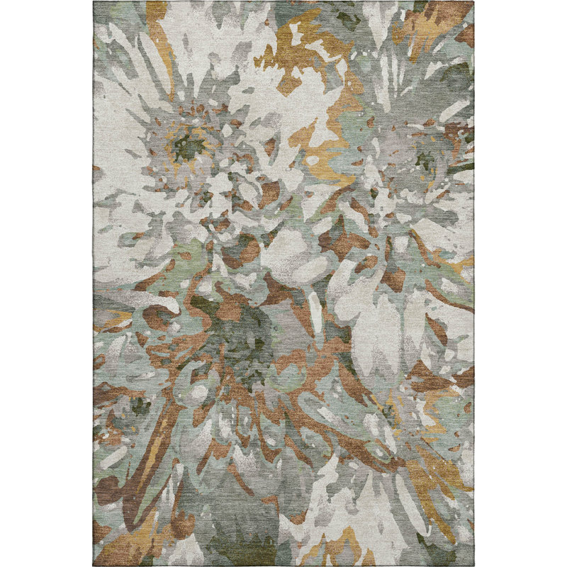 Tapis floral lavable à la machine de qualité supérieure Mayfield AMF2340, Cuivre, 8 pi x 10 pi
