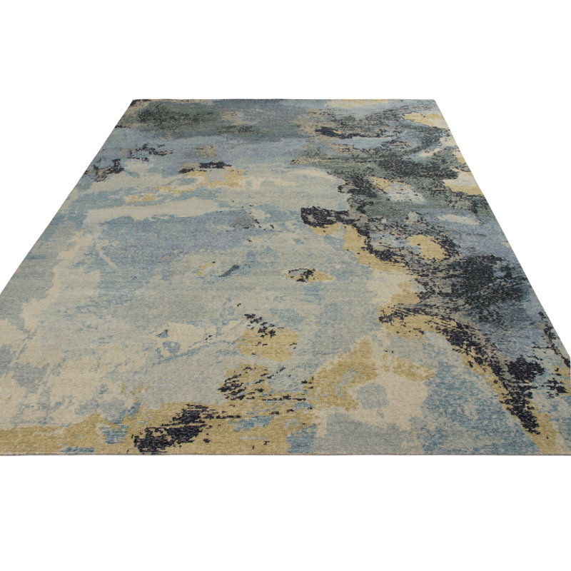 Rug & Kilim’S Distressed Abstract Rug In Blue Multicolor All Over Pattern, Runner 3' x 12'