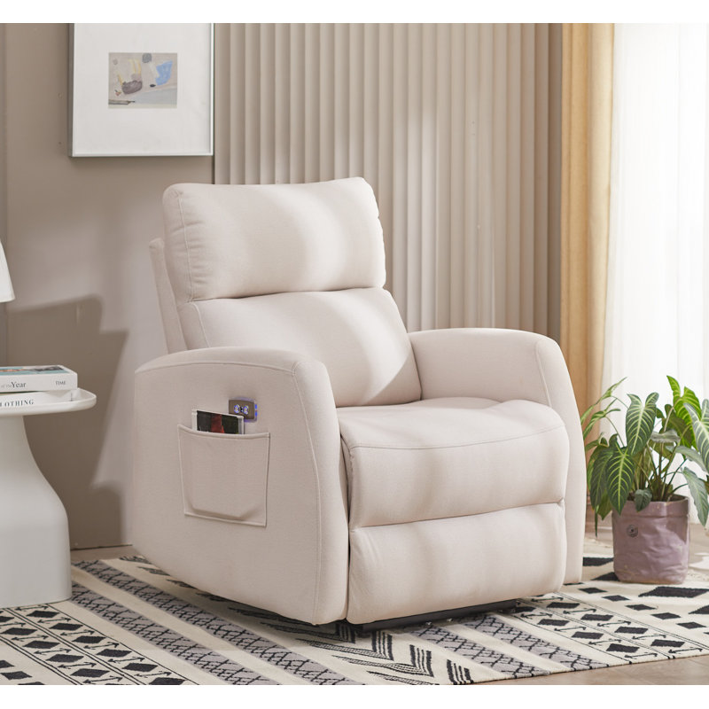 Fauteuil inclinable électrique en chenille de 33,9 po de large Alaine, Beige