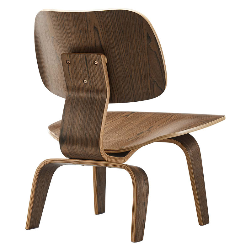 Curvatura 25" Walnut Plywood Sculpted Lounge Chair