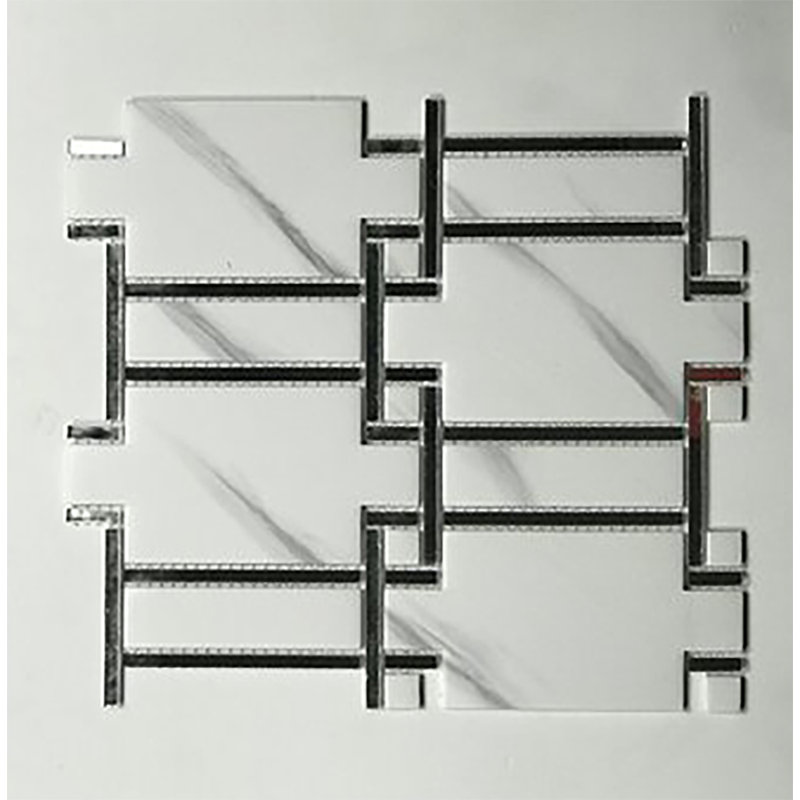 Tuscan Design Mirror French Pattern 6" X 6" Mosaic, Carrara White