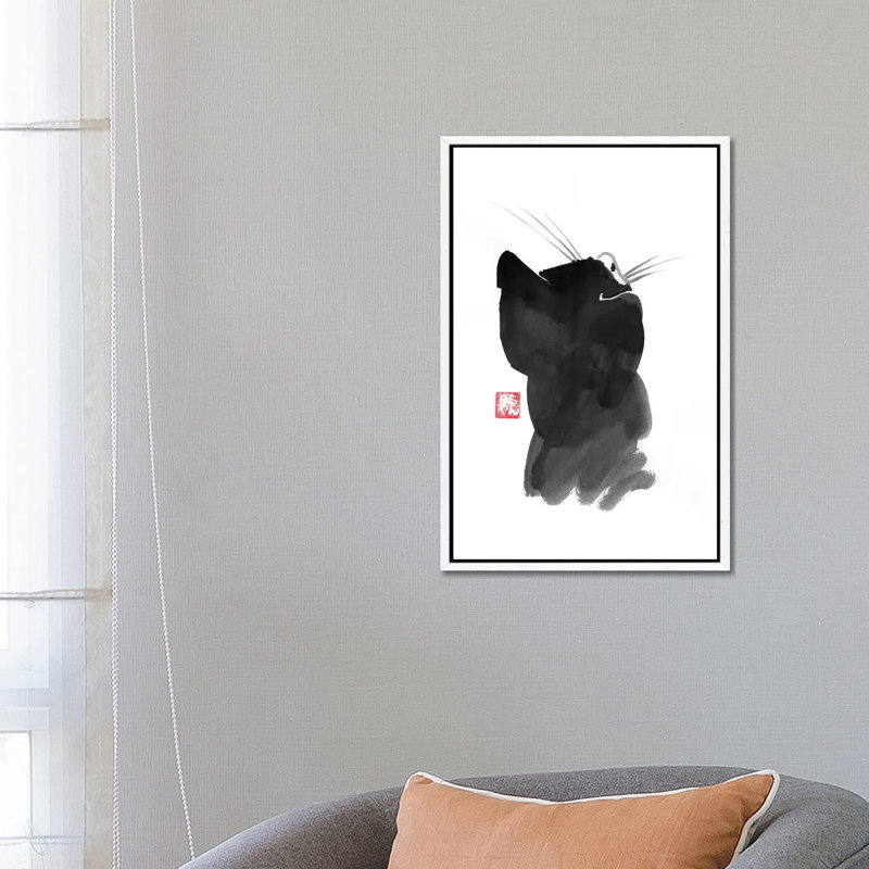 Cat’s Back I by Péchane - Print on Canvas, 66.04 cm H x 45.72 cm W, White Framed