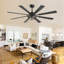 52 po / 65 po. Ventilateurs de plafond noirs avec lumières - Ventilateur de plafond intérieur avec lumière et télécommande, 8 pales, ventilateur de plafond moderne réversible pour chambre à coucher-823044205