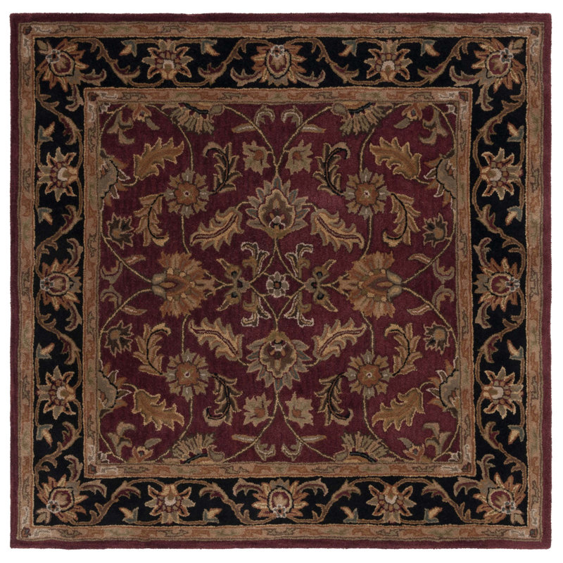 Tapis rouge / noir en laine touffeté à la main Cranmore, Carré 6 pi
