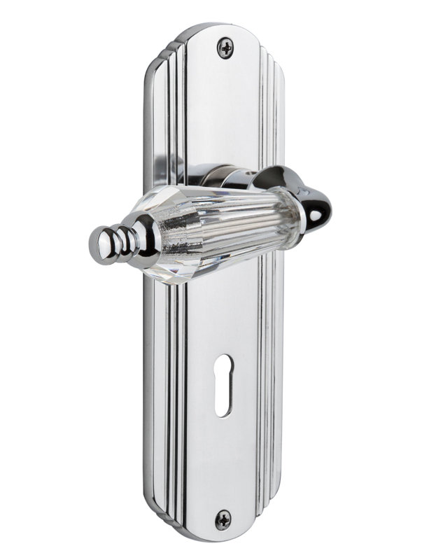 Assiette décorative avec trou de serrure décoratif et double faux avec levier de salon, Chrome brillant