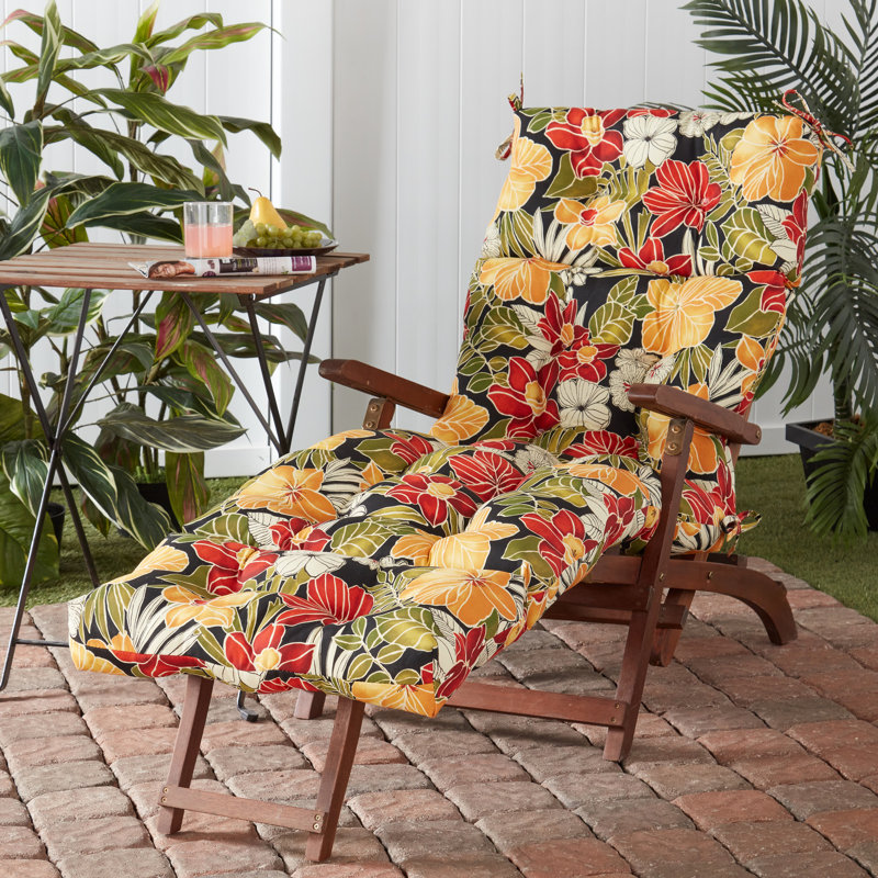 Coussin de chaise longue d'extérieur capitonné Shipton, Aloha noir