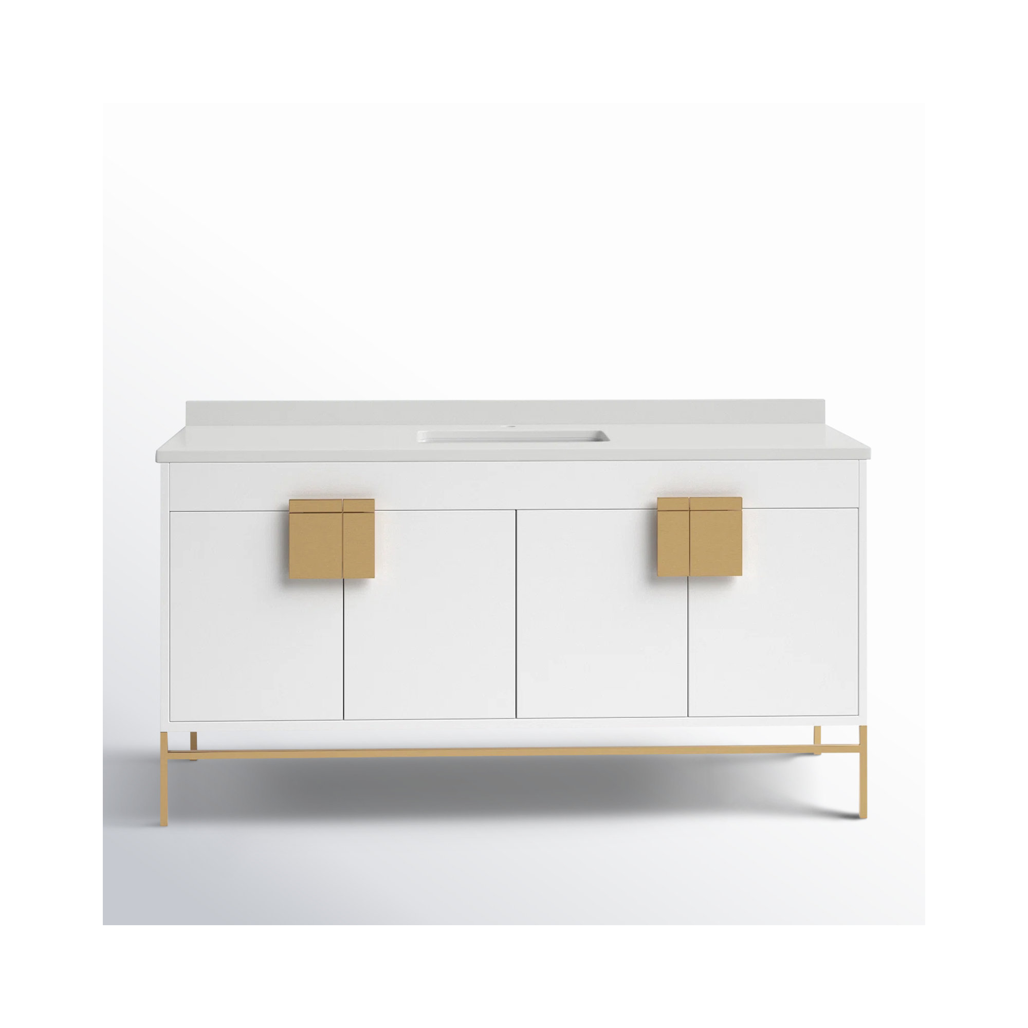 Maisie 60'' Single Bathroom Vanity, White, Satin Brass