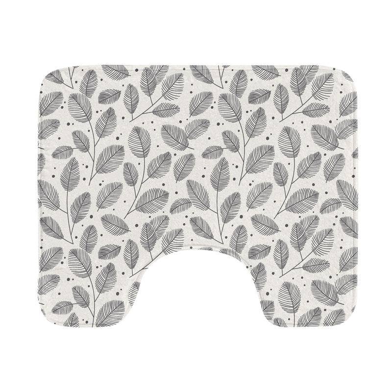  Tapis de salle de bain en forme de U Leaves 20 po ivoire et gris