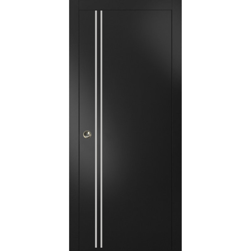 Porte de grange en bois massif massif, Noir mat, 42 po x 96 po